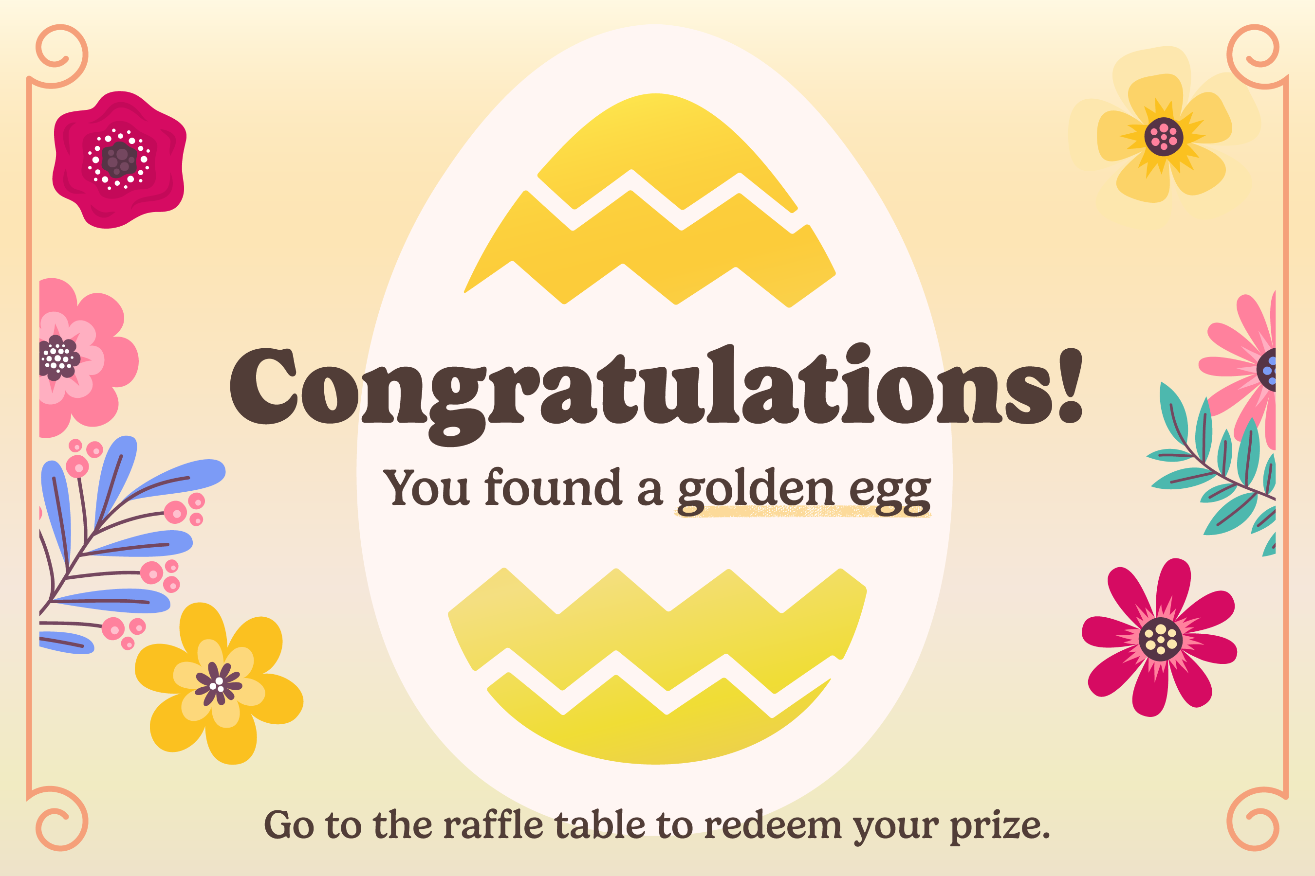 Easter Ticket 2 - Showing you've won a golden egg